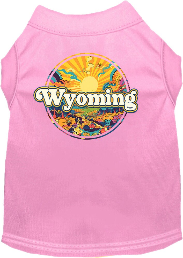 Pet Dog & Cat Screen Printed Shirt, "Wyoming Trippy Peaks"