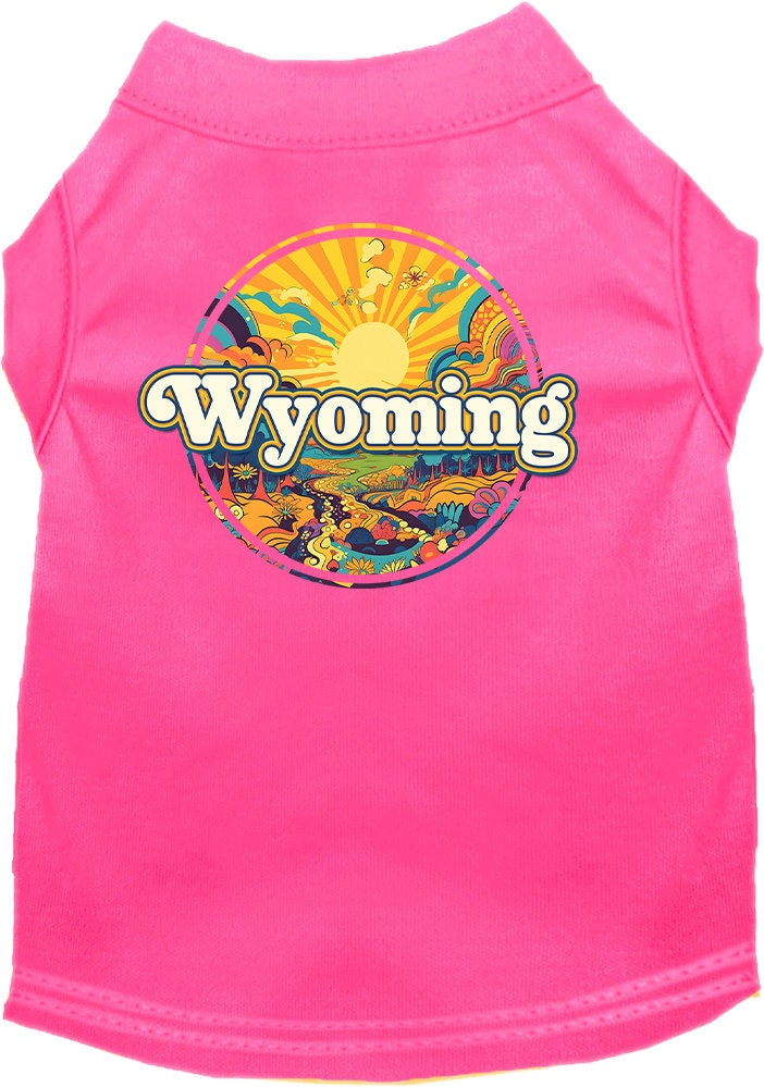 Pet Dog & Cat Screen Printed Shirt, "Wyoming Trippy Peaks"