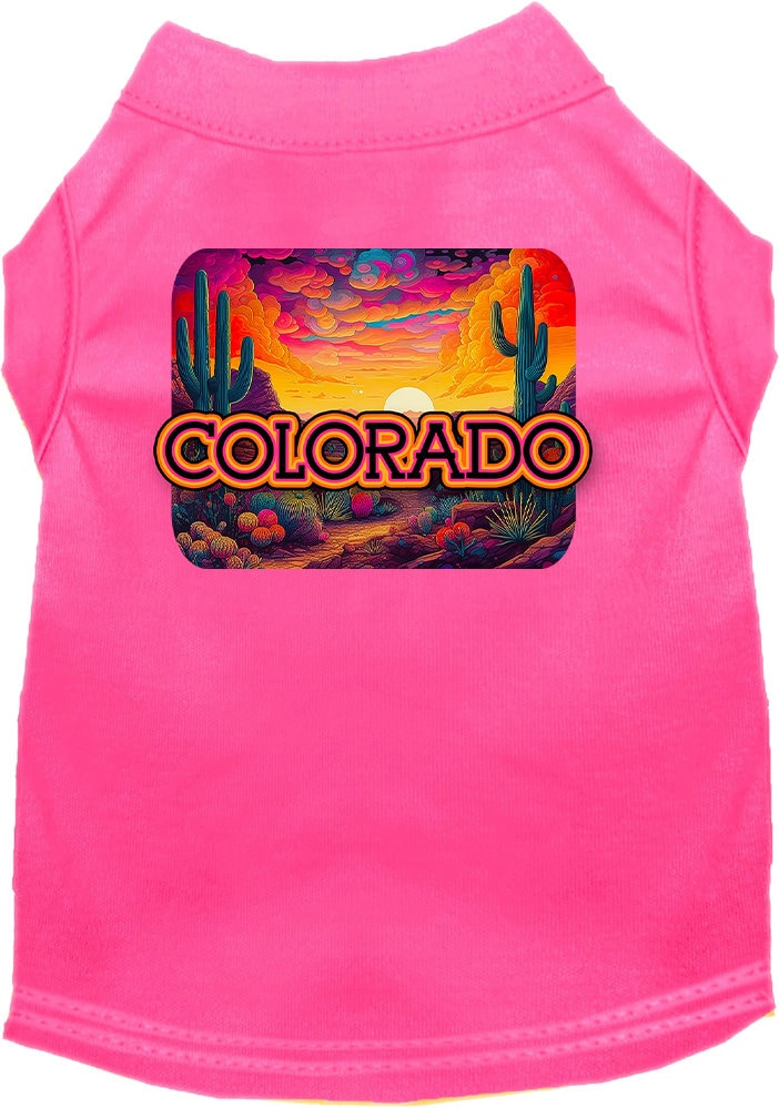 Pet Dog & Cat Screen Printed Shirt for Medium to Large Pets (Sizes 2XL-6XL), "Colorado Neon Desert"