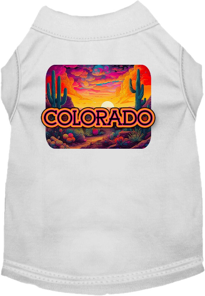 Pet Dog & Cat Screen Printed Shirt for Small to Medium Pets (Sizes XS-XL), "Colorado Neon Desert"