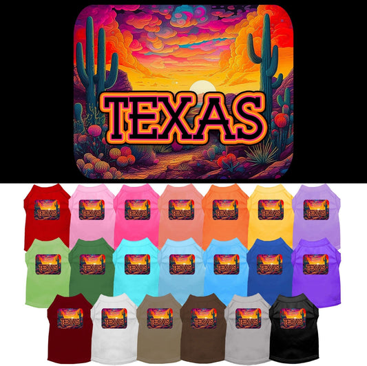 Pet Dog & Cat Screen Printed Shirt for Small to Medium Pets (Sizes XS-XL), "Texas Neon Desert"