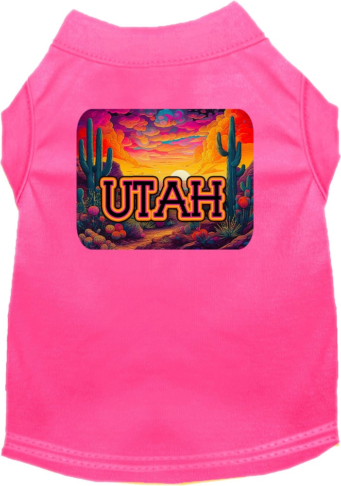 Pet Dog & Cat Screen Printed Shirt for Small to Medium Pets (Sizes XS-XL), "Utah Neon Desert"