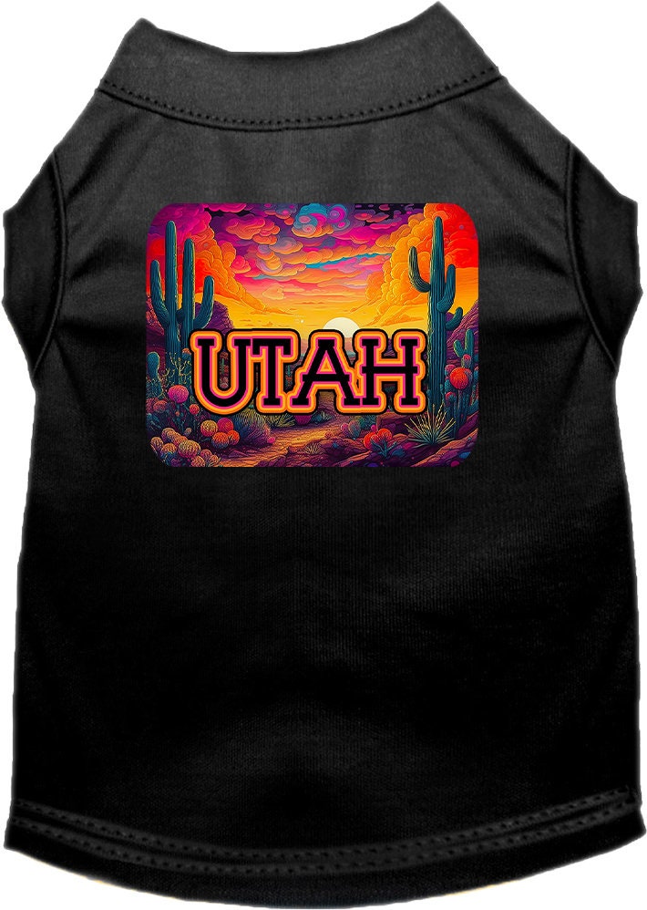 Pet Dog & Cat Screen Printed Shirt for Medium to Large Pets (Sizes 2XL-6XL), "Utah Neon Desert"