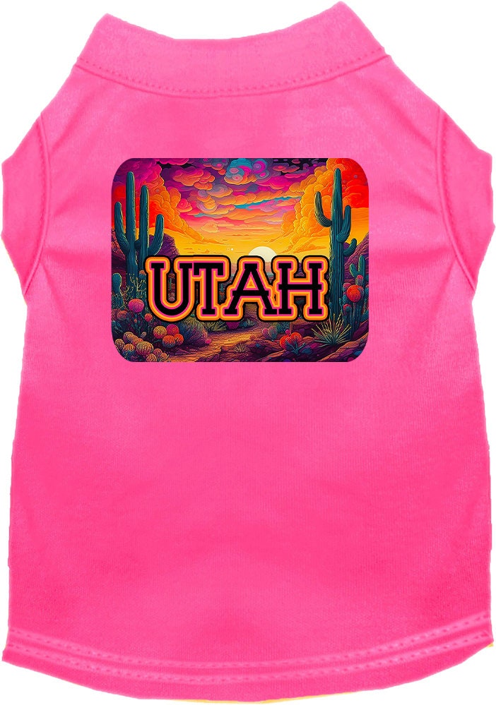 Pet Dog & Cat Screen Printed Shirt for Medium to Large Pets (Sizes 2XL-6XL), "Utah Neon Desert"