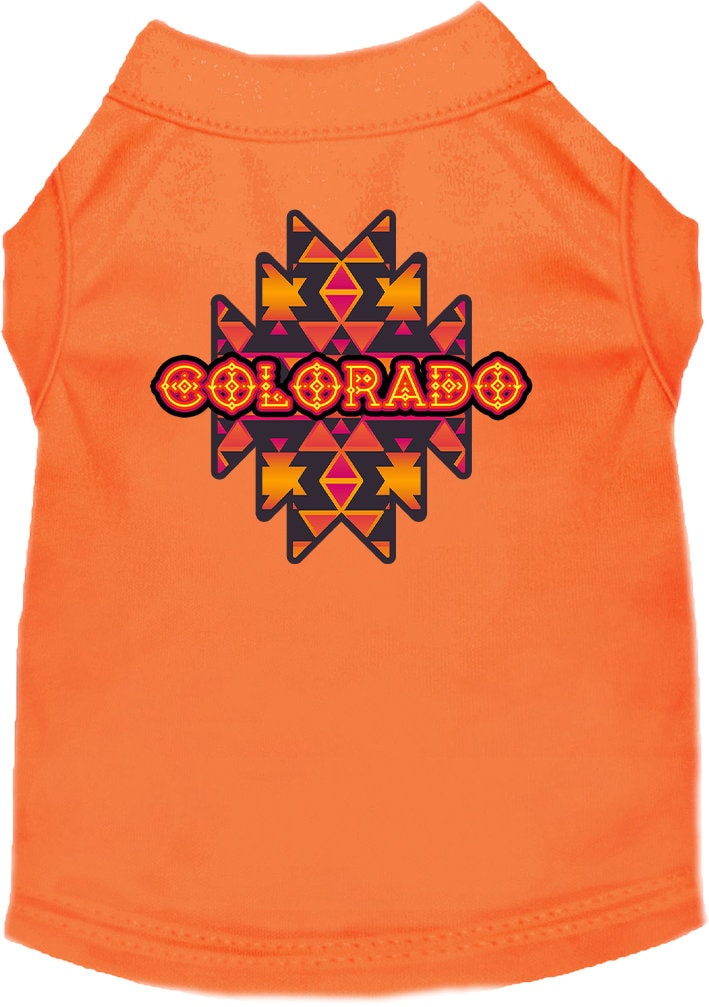 Pet Dog & Cat Screen Printed Shirt for Small to Medium Pets (Sizes XS-XL), "Colorado Navajo Tribal"