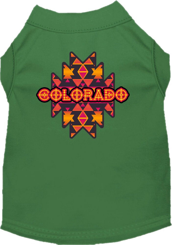 Pet Dog & Cat Screen Printed Shirt for Small to Medium Pets (Sizes XS-XL), "Colorado Navajo Tribal"