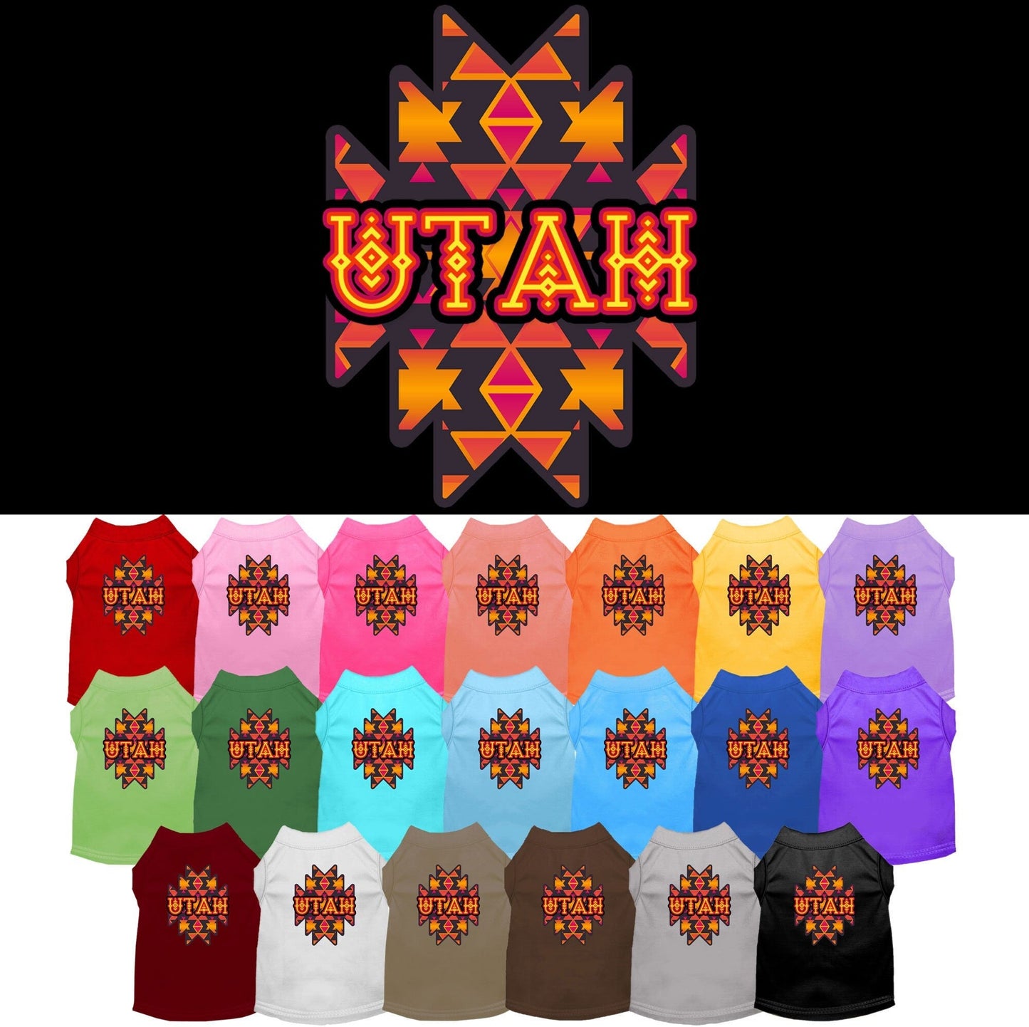 Pet Dog & Cat Screen Printed Shirt for Small to Medium Pets (Sizes XS-XL), "Utah Navajo Tribal"