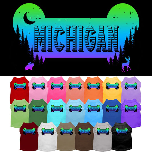 Pet Dog & Cat Screen Printed Shirt for Small to Medium Pets (Sizes XS-XL), "Michigan Mountain Shades"