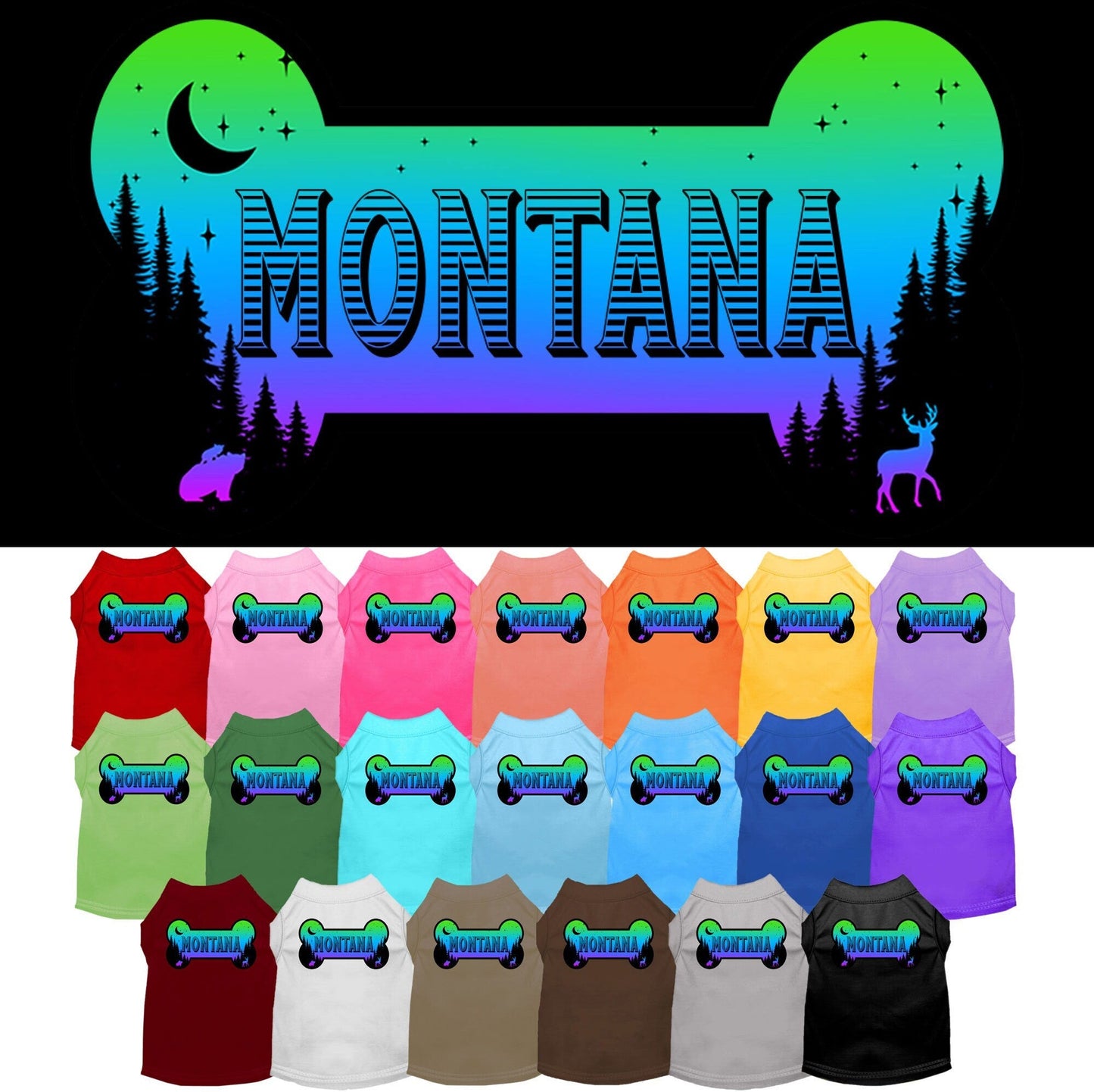 Pet Dog & Cat Screen Printed Shirt for Small to Medium Pets (Sizes XS-XL), "Montana Mountain Shades"