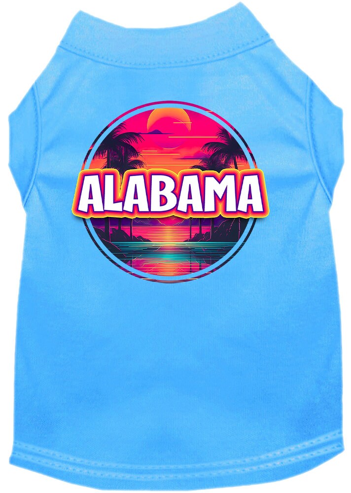 Pet Dog & Cat Screen Printed Shirt for Medium to Large Pets (Sizes 2XL-6XL), "Alabama Neon Beach Sunset"