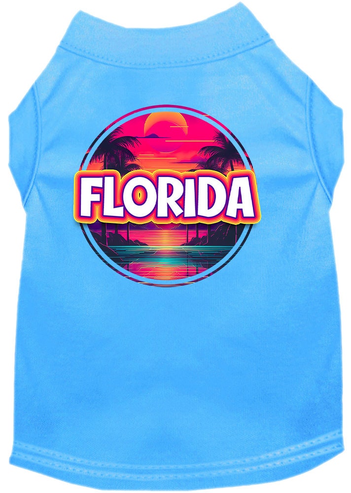 Pet Dog & Cat Screen Printed Shirt for Medium to Large Pets (Sizes 2XL-6XL), "Florida Neon Beach Sunset"