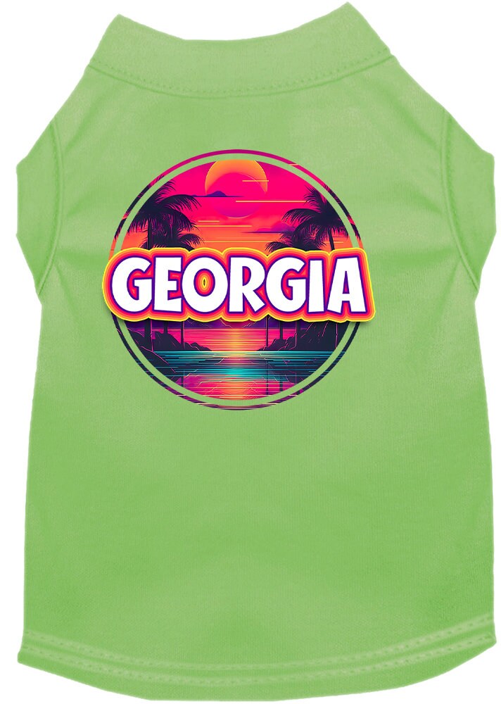 Pet Dog & Cat Screen Printed Shirt for Medium to Large Pets (Sizes 2XL-6XL), "Georgia Neon Beach Sunset"