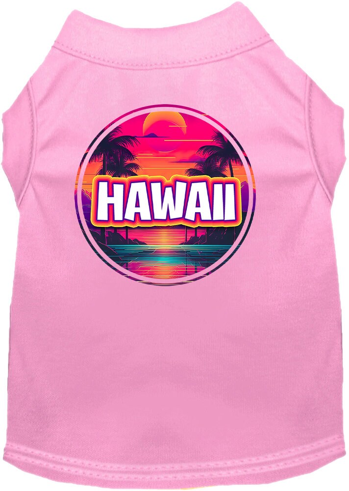 Pet Dog & Cat Screen Printed Shirt for Small to Medium Pets (Sizes XS-XL), "Hawaii Neon Beach Sunset"