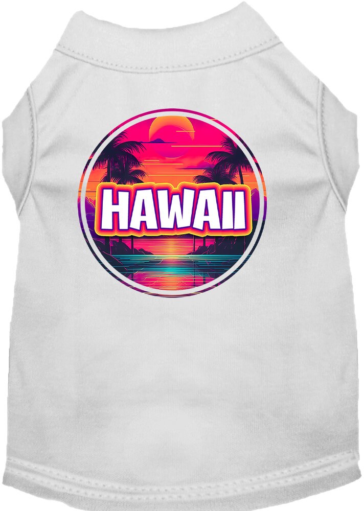 Pet Dog & Cat Screen Printed Shirt for Small to Medium Pets (Sizes XS-XL), "Hawaii Neon Beach Sunset"