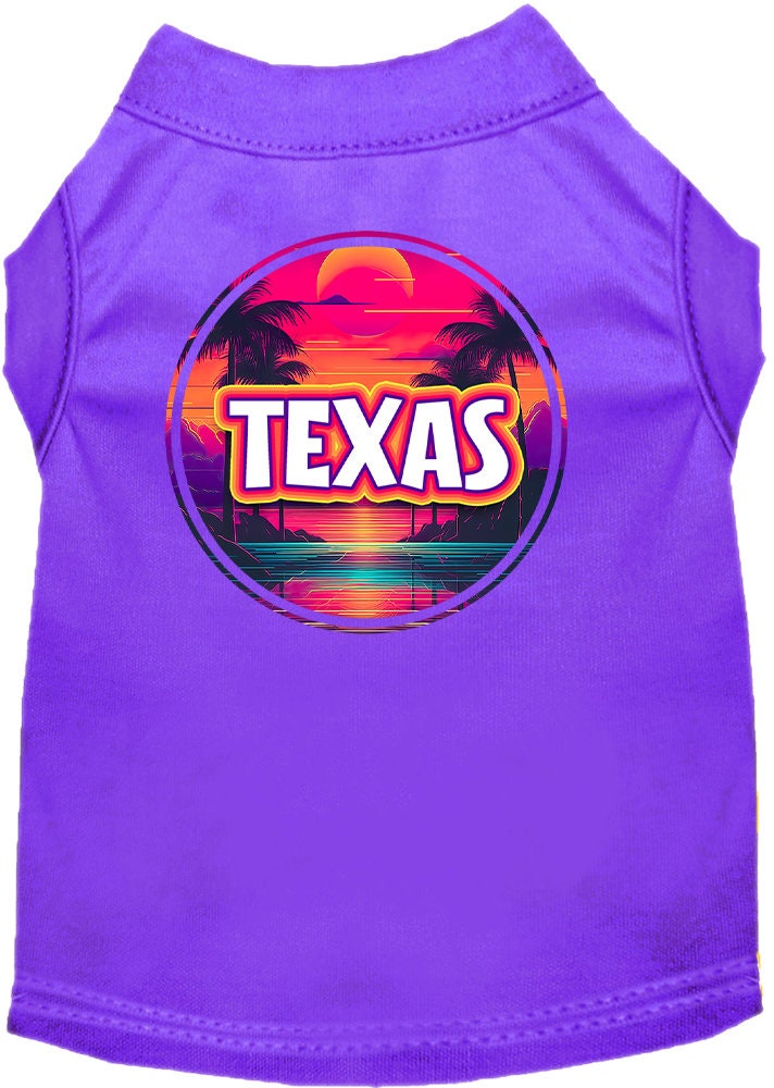 Pet Dog & Cat Screen Printed Shirt for Medium to Large Pets (Sizes 2XL-6XL), "Texas Neon Beach Sunset"