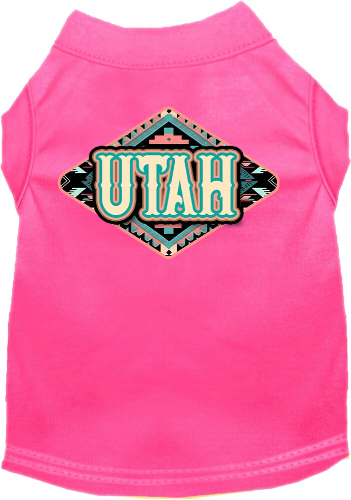 Pet Dog & Cat Screen Printed Shirt for Medium to Large Pets (Sizes 2XL-6XL), "Utah Peach Aztec"