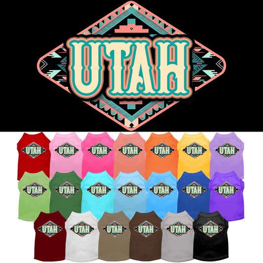 Pet Dog & Cat Screen Printed Shirt for Medium to Large Pets (Sizes 2XL-6XL), "Utah Peach Aztec"