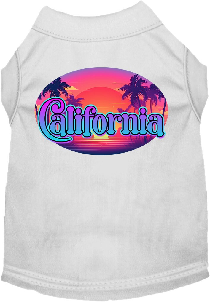 Pet Dog & Cat Screen Printed Shirt for Small to Medium Pets (Sizes XS-XL), "California Classic Beach"