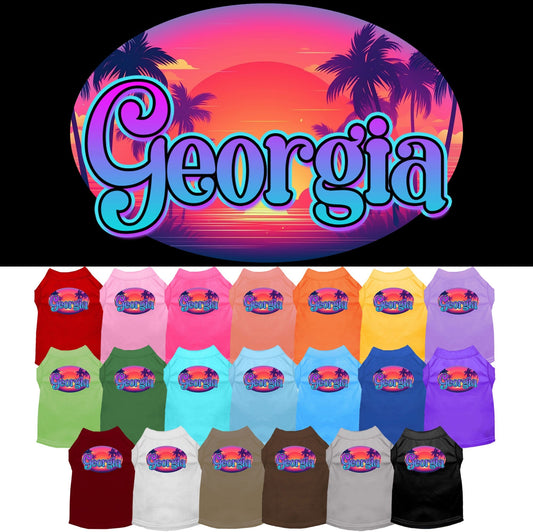 Pet Dog & Cat Screen Printed Shirt for Small to Medium Pets (Sizes XS-XL), "Georgia Classic Beach"