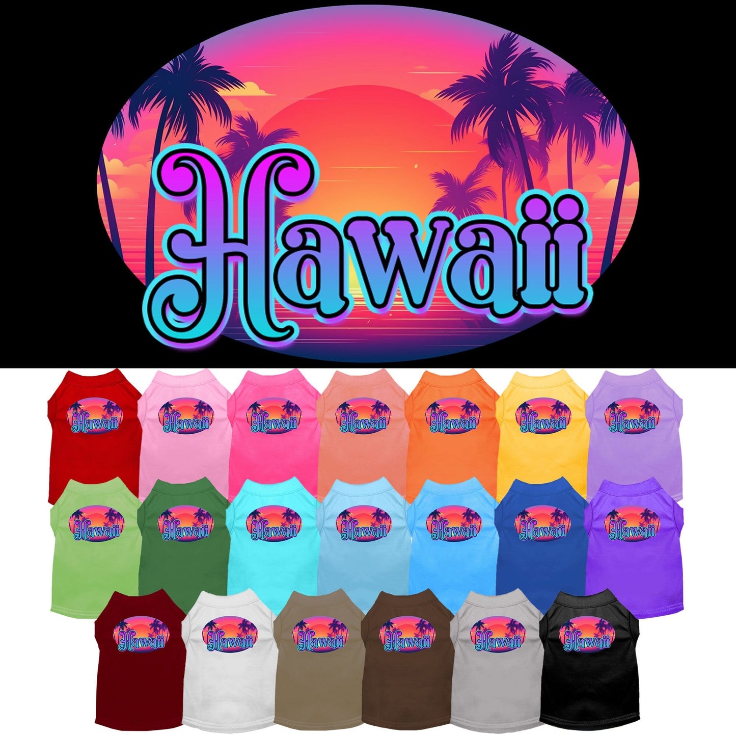 Pet Dog & Cat Screen Printed Shirt for Small to Medium Pets (Sizes XS-XL), "Hawaii Classic Beach"