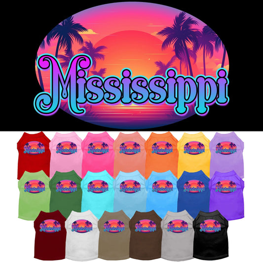 Pet Dog & Cat Screen Printed Shirt for Medium to Large Pets (Sizes 2XL-6XL), "Mississippi Classic Beach"