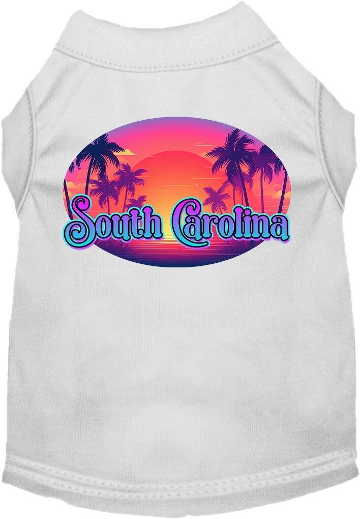 Pet Dog & Cat Screen Printed Shirt for Small to Medium Pets (Sizes XS-XL), "South Carolina Classic Beach"