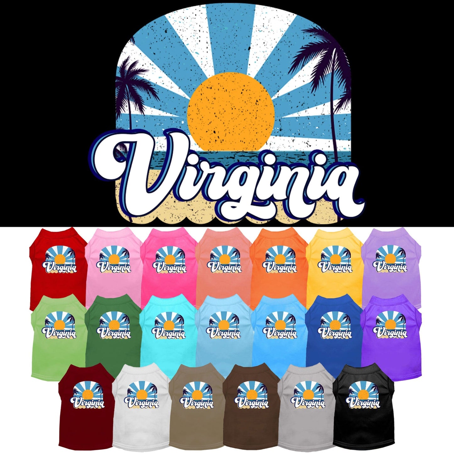 Pet Dog & Cat Screen Printed Shirt for Small to Medium Pets (Sizes XS-XL), "Virginia Coast"