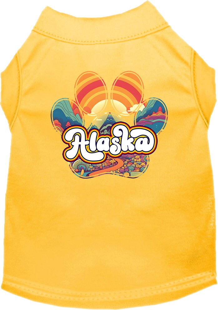 Pet Dog & Cat Screen Printed Shirt for Small to Medium Pets (Sizes XS-XL), "Alaska Groovy Summit"