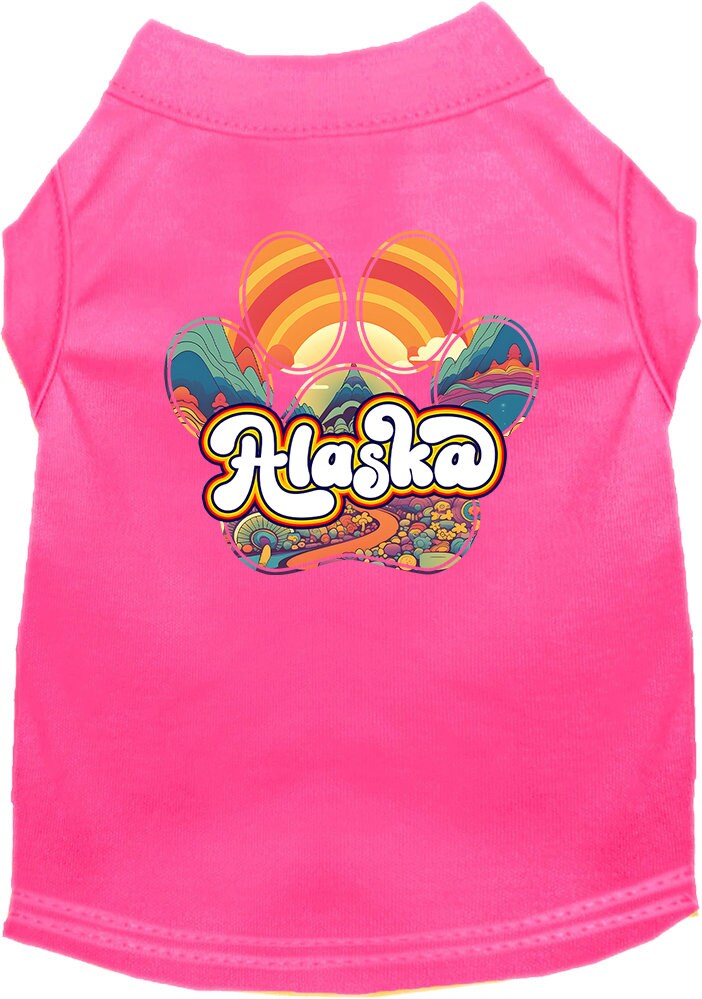 Pet Dog & Cat Screen Printed Shirt for Small to Medium Pets (Sizes XS-XL), "Alaska Groovy Summit"