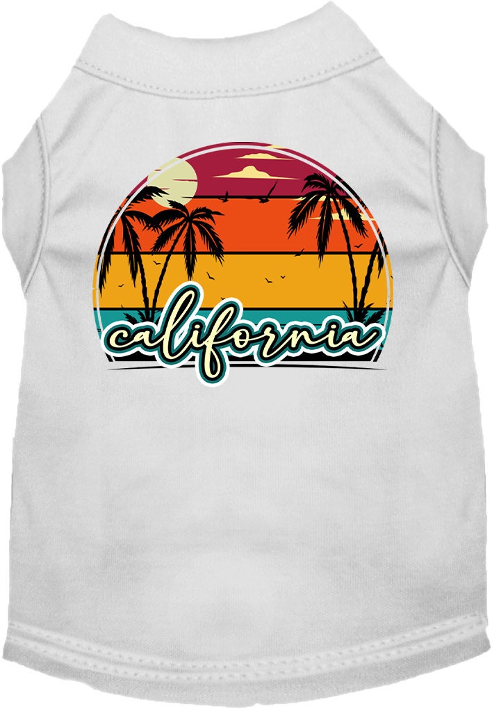 Pet Dog & Cat Screen Printed Shirt for Medium to Large Pets (Sizes 2XL-6XL), "California Retro Beach Sunset"