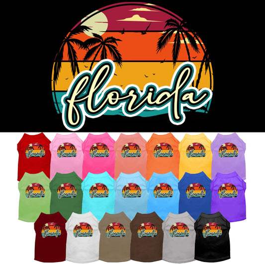 Pet Dog & Cat Screen Printed Shirt for Medium to Large Pets (Sizes 2XL-6XL), "Florida Retro Beach Sunset"