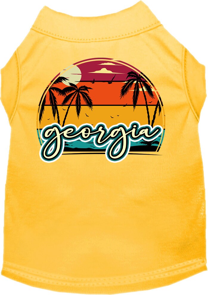 Pet Dog & Cat Screen Printed Shirt for Medium to Large Pets (Sizes 2XL-6XL), "Georgia Retro Beach Sunset"