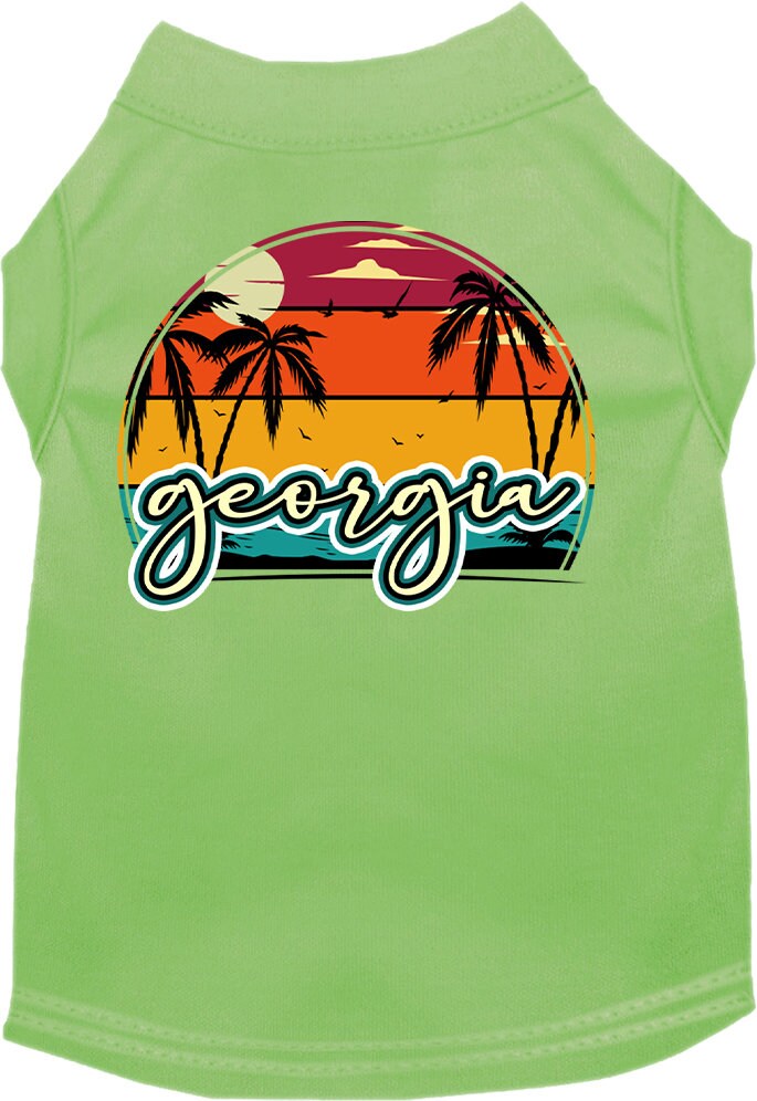 Pet Dog & Cat Screen Printed Shirt for Medium to Large Pets (Sizes 2XL-6XL), "Georgia Retro Beach Sunset"