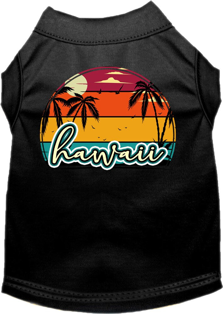 Pet Dog & Cat Screen Printed Shirt for Small to Medium Pets (Sizes XS-XL), "Hawaii Retro Beach Sunset"