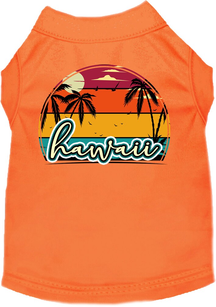 Pet Dog & Cat Screen Printed Shirt for Small to Medium Pets (Sizes XS-XL), "Hawaii Retro Beach Sunset"