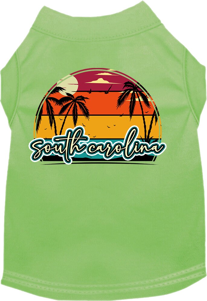 Pet Dog & Cat Screen Printed Shirt for Medium to Large Pets (Sizes 2XL-6XL), "South Carolina Retro Beach Sunset"