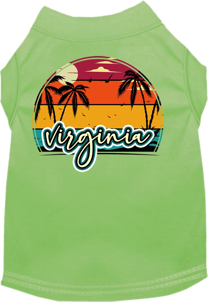 Pet Dog & Cat Screen Printed Shirt for Medium to Large Pets (Sizes 2XL-6XL), "Virginia Retro Beach Sunset"