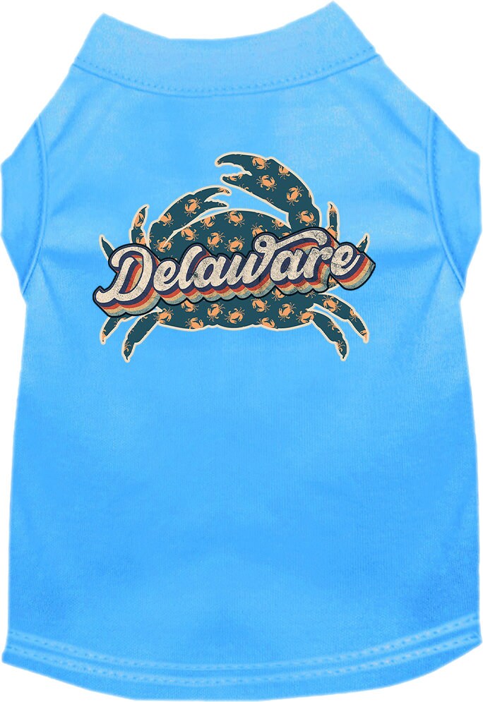 Pet Dog & Cat Screen Printed Shirt for Medium to Large Pets (Sizes 2XL-6XL), "Delaware Retro Crabs"