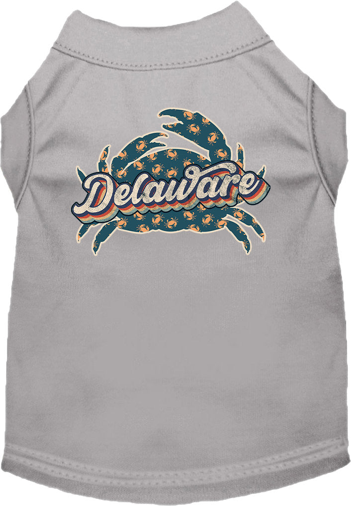 Pet Dog & Cat Screen Printed Shirt for Small to Medium Pets (Sizes XS-XL), "Delaware Retro Crabs"