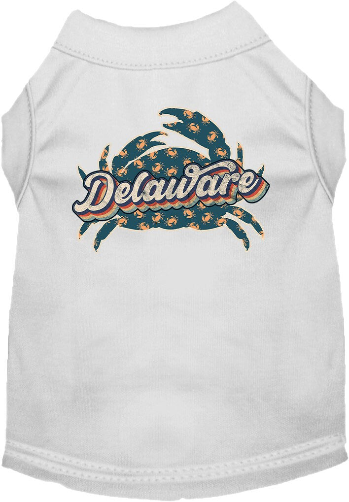 Pet Dog & Cat Screen Printed Shirt for Small to Medium Pets (Sizes XS-XL), "Delaware Retro Crabs"