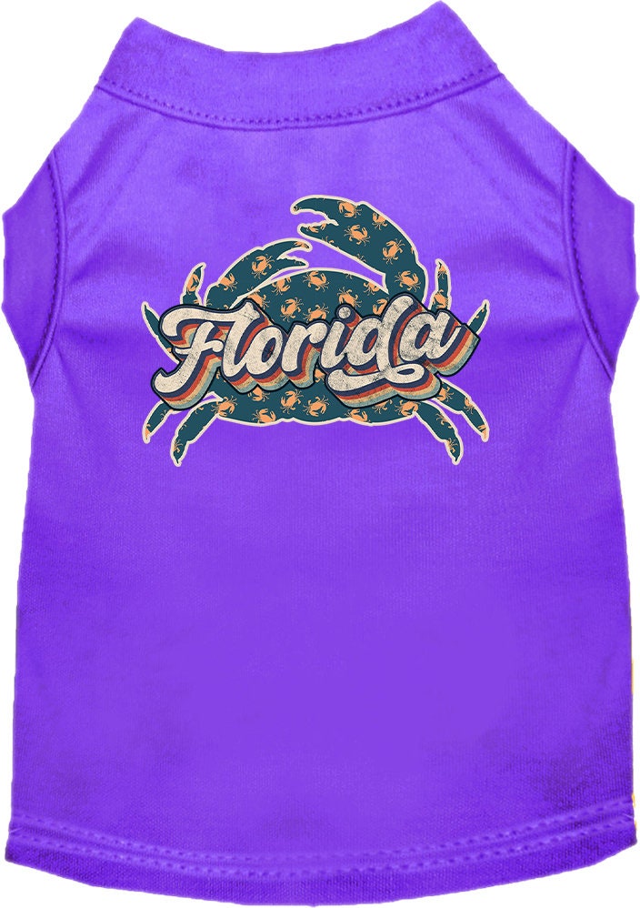 Pet Dog & Cat Screen Printed Shirt for Small to Medium Pets (Sizes XS-XL), "Florida Retro Crabs"