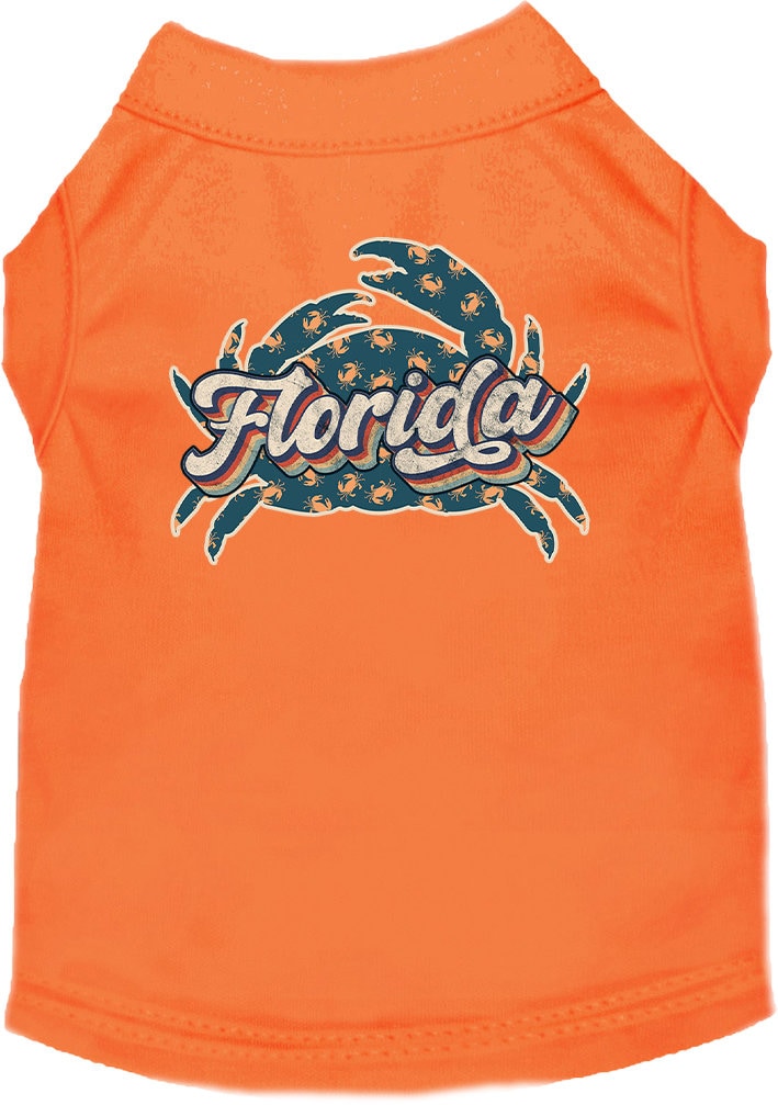 Pet Dog & Cat Screen Printed Shirt for Medium to Large Pets (Sizes 2XL-6XL), "Florida Retro Crabs"