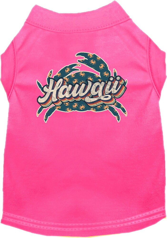 Pet Dog & Cat Screen Printed Shirt for Small to Medium Pets (Sizes XS-XL), "Hawaii Retro Crabs"