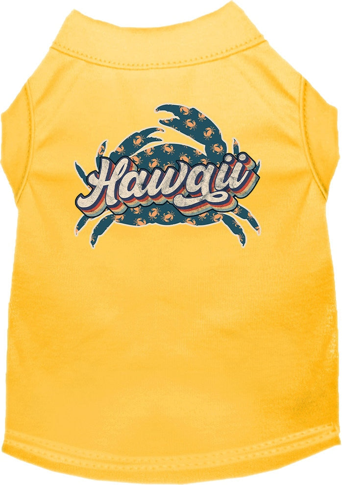 Pet Dog & Cat Screen Printed Shirt for Small to Medium Pets (Sizes XS-XL), "Hawaii Retro Crabs"