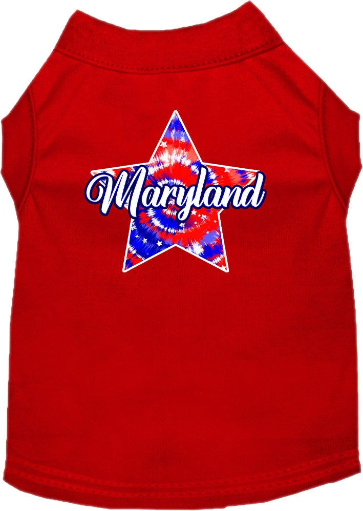 Pet Dog & Cat Screen Printed Shirt for Medium to Large Pets (Sizes 2XL-6XL), "Maryland Patriotic Tie Dye"