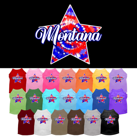 Pet Dog & Cat Screen Printed Shirt for Small to Medium Pets (Sizes XS-XL), "Montana Patriotic Tie Dye"