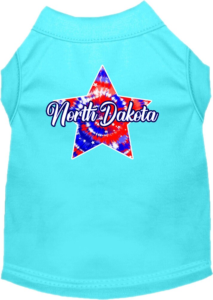 Pet Dog & Cat Screen Printed Shirt for Small to Medium Pets (Sizes XS-XL), "North Dakota Patriotic Tie Dye"