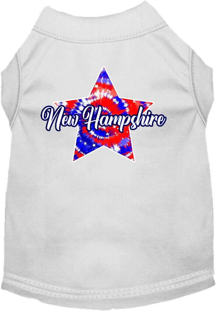 Pet Dog & Cat Screen Printed Shirt for Medium to Large Pets (Sizes 2XL-6XL), "New Hampshire Patriotic Tie Dye"