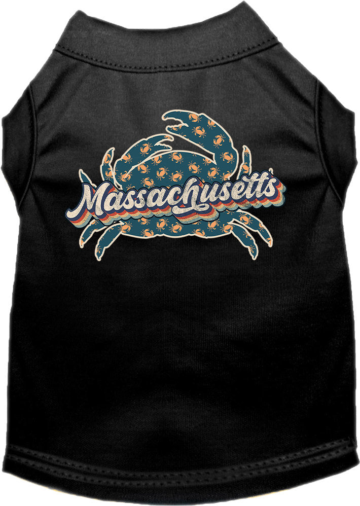 Pet Dog & Cat Screen Printed Shirt for Medium to Large Pets (Sizes 2XL-6XL), "Massachusetts Retro Crabs"