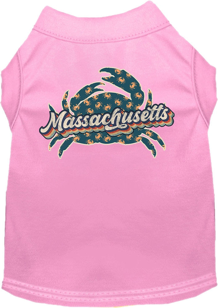 Pet Dog & Cat Screen Printed Shirt for Small to Medium Pets (Sizes XS-XL), "Massachusetts Retro Crabs"